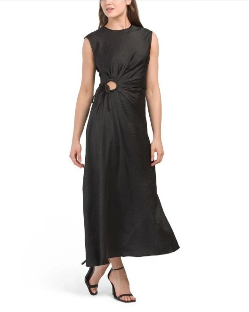 NWT House of Harlow 1960 Ruched Side Cut-out Circle Satin Maxi Dress Sz Small